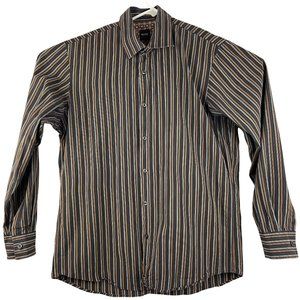Boss Hugo Boss Long Sleeve Button Up Shirt Men's Striped Flip Cuff Large